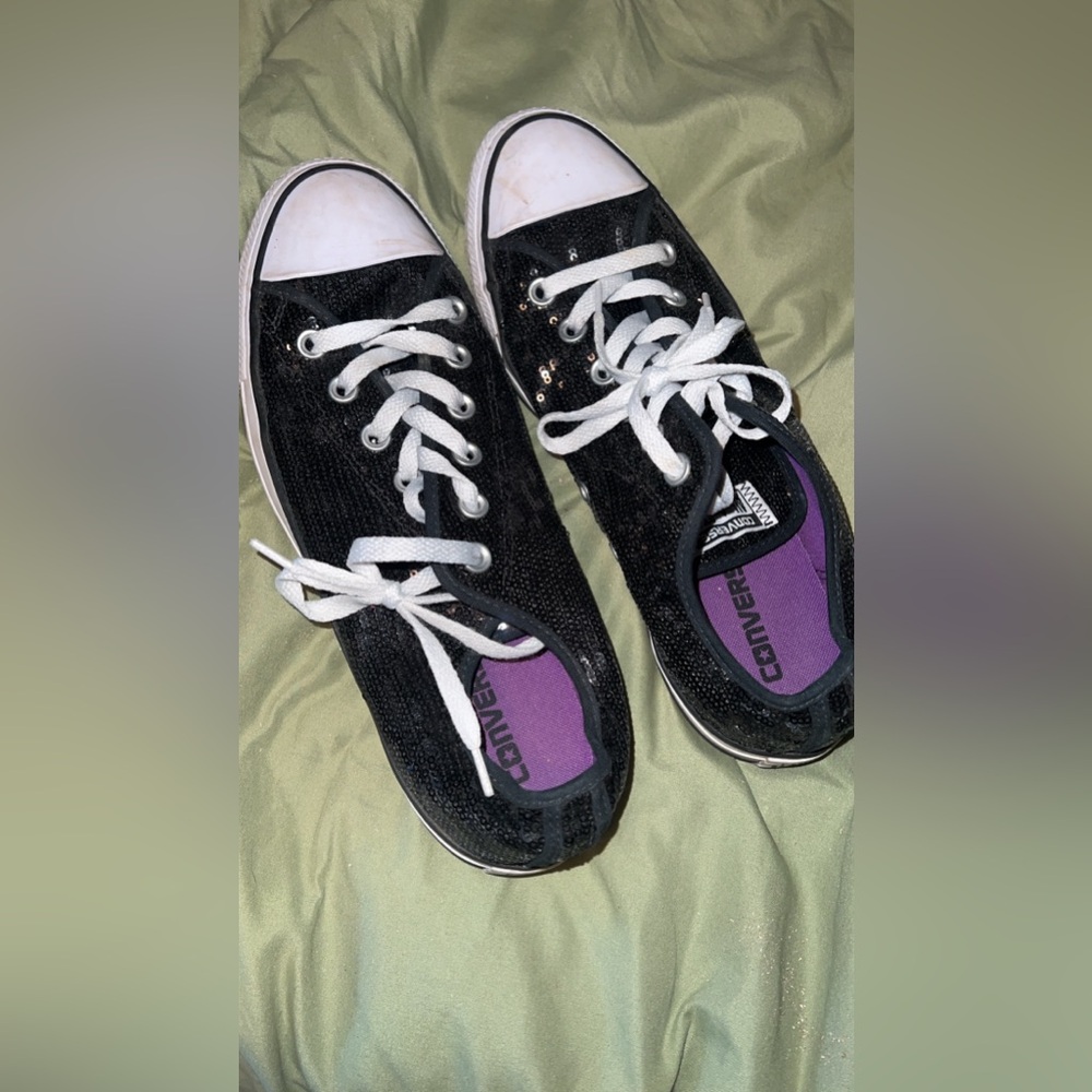 Black sequin converse